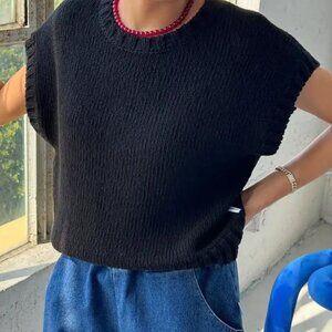 Le Bon Shoppe Pierre Cotton Sweater Top Black Small